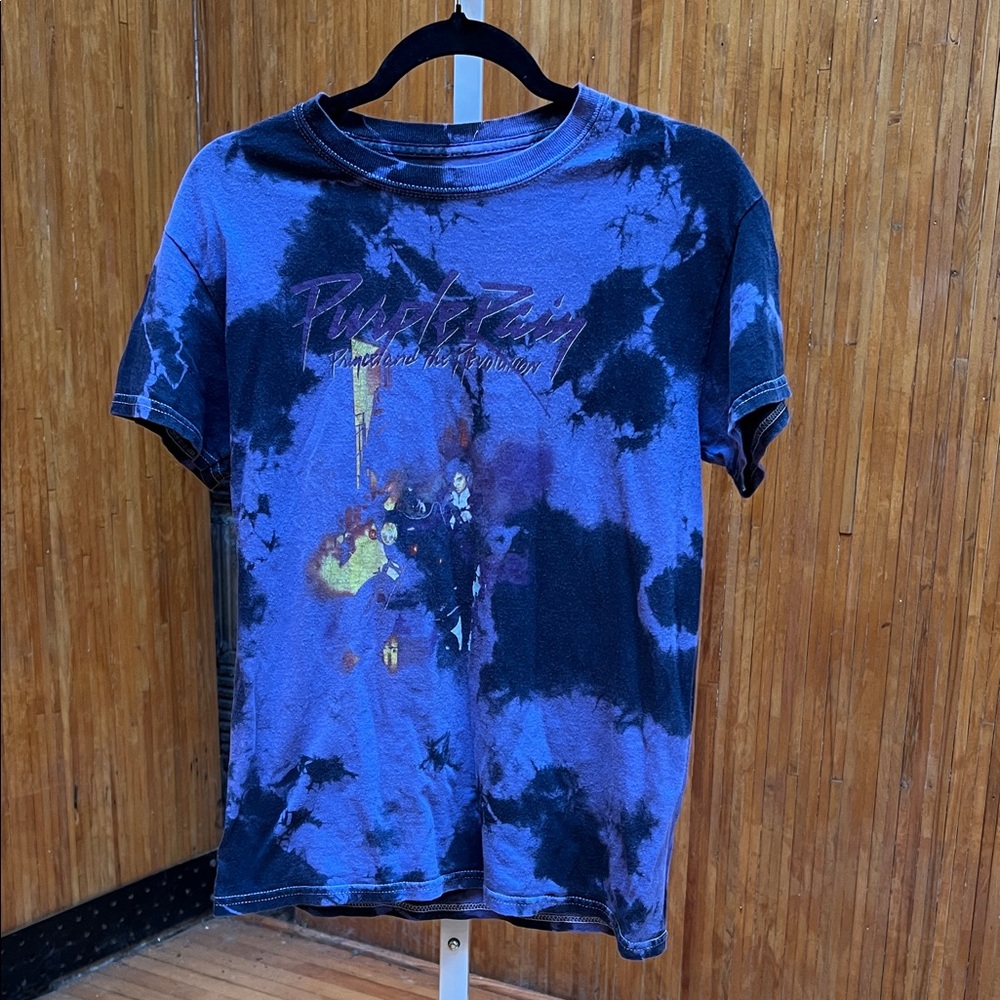 Prince Purple Rain Band Tee Purple Tie-Dye Short Sleeve Tee